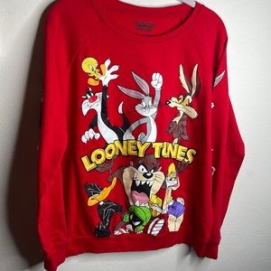 Looney Tunes red sweatshirt with Sylvester, Buggs, Taz and friends in size Large